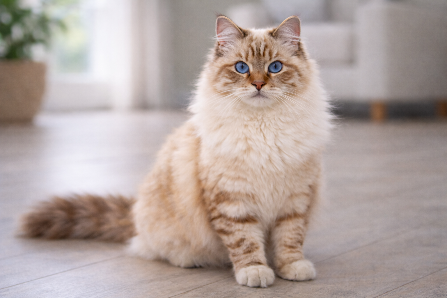 Chocolate lynx point Ragdoll cat