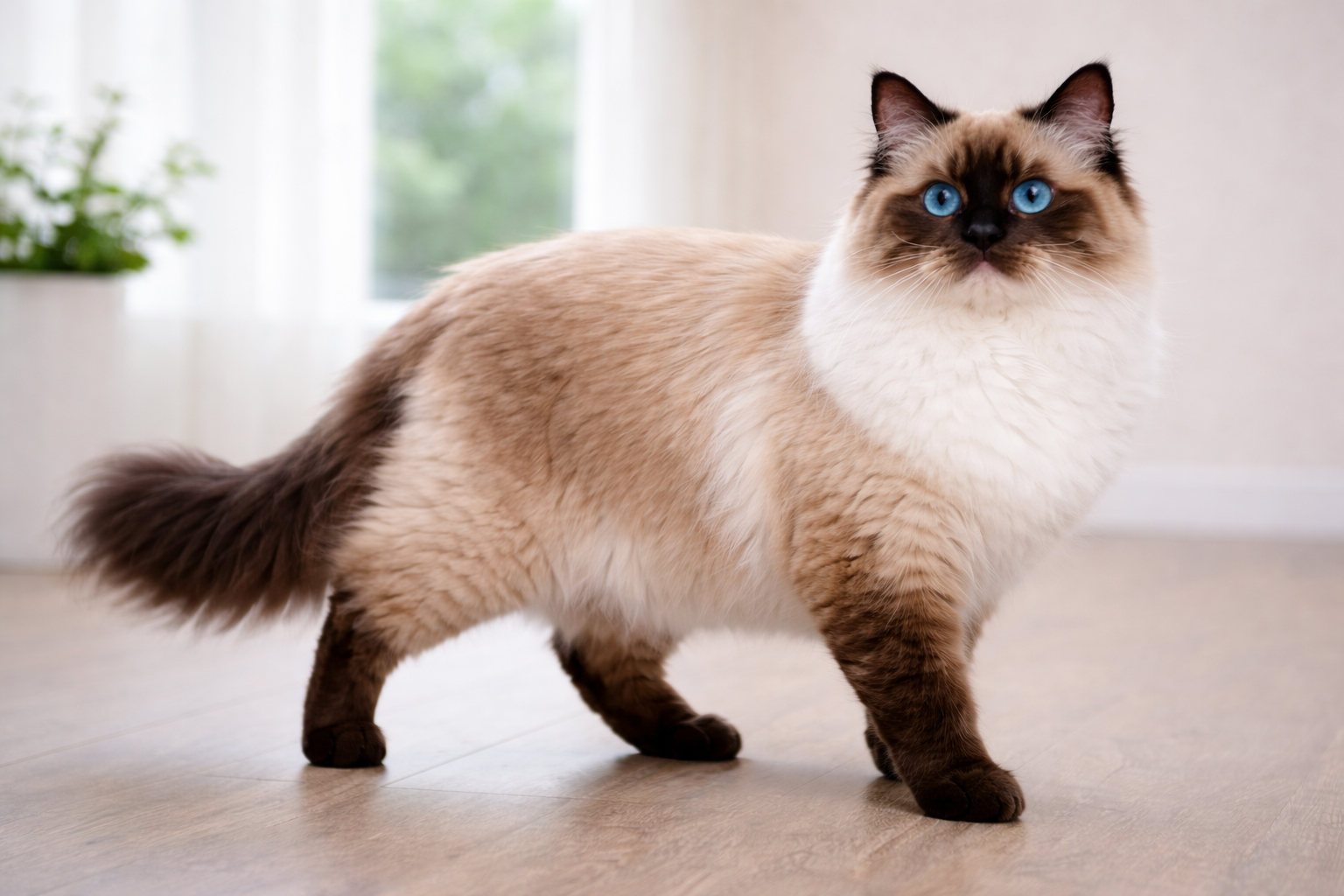 Colorpoint Ragdoll cat showing classic pointed markings