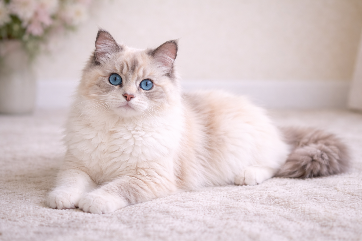 Lilac cream point Ragdoll cat