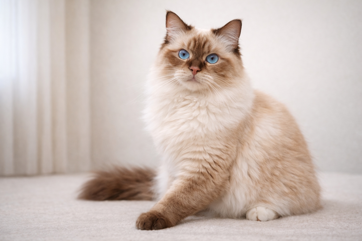 Chocolate point Ragdoll cat