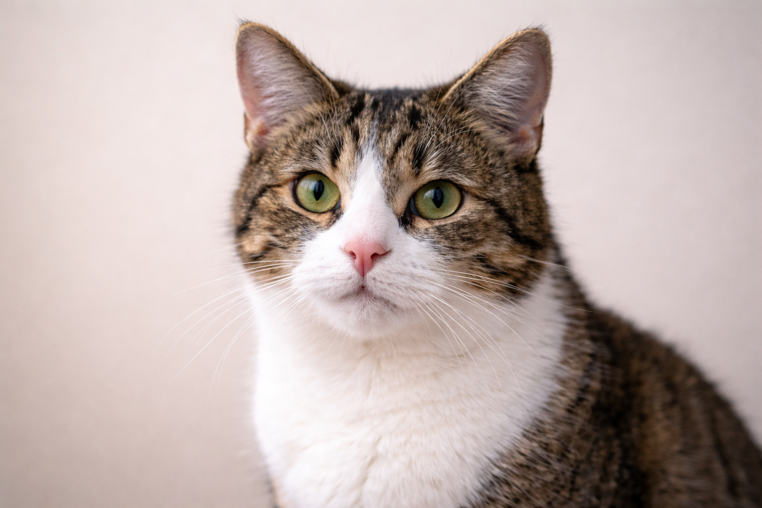 Close-up portrait of a domestic short-haired cat