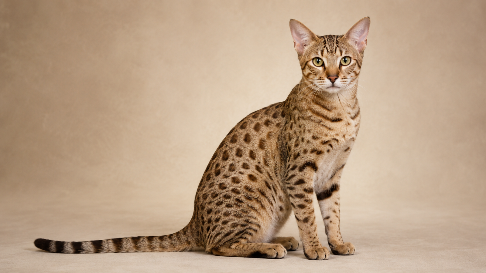 Ocicat thumbnail showing a spotted cat with a golden coat lounging by a window